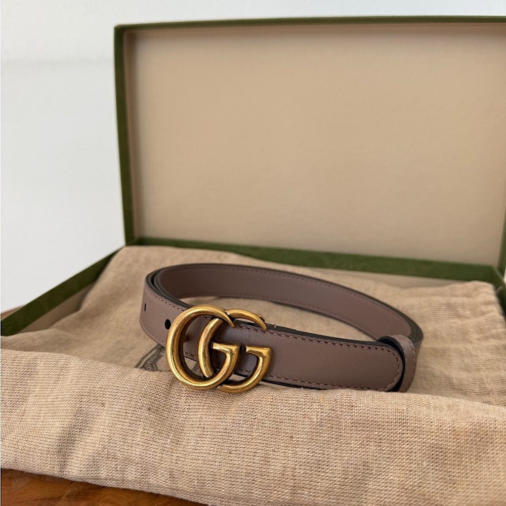 Authentic Gucci GG Marmont Thin Belt in Dusty Rose!